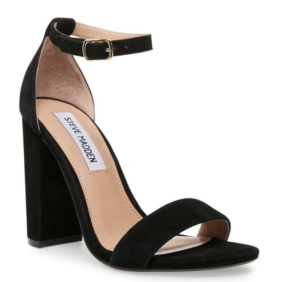 Steve Madden Shoes - Steve Madden black suede heel, 7.5 Carrson block heel ankle strap padded insole
